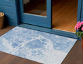 3 X 5 Sky Blue And Denim Blue Nautical Washable Indoor Outdoor Area Rug