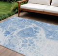 9 X 12 Sky Blue And Denim Blue Nautical Washable Indoor Outdoor Area Rug