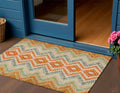 3 X 5 Beige Orange And Red Geometric Washable Indoor Outdoor Area Rug