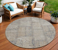 8 Beige Taupe And Brown Round Patchwork Washable Indoor Outdoor Area Rug