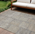 9 X 12 Beige Taupe And Brown Patchwork Washable Indoor Outdoor Area Rug