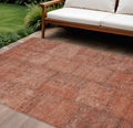 8 X 10 Salmon Copper And Gray Patchwork Washable Indoor Outdoor Area Rug