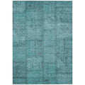 9 X 12 Teal Blue And Aqua Patchwork Washable Indoor Outdoor Area Rug