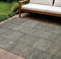 9 X 12 Taupe Brown And Beige Patchwork Washable Indoor Outdoor Area Rug