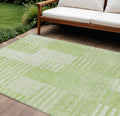 9 X 12 Artichoke Green And Mint Green Striped Washable Indoor Outdoor Area Rug