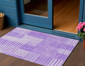 3 X 5 Lavender And Purple Striped Washable Indoor Outdoor Area Rug