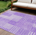 10 X 14 Lavender And Purple Striped Washable Indoor Outdoor Area Rug