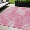 5 X 8 Pink And Blush Striped Washable Indoor Outdoor Area Rug