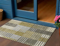 3 X 5 Brown Gold And Taupe Striped Washable Indoor Outdoor Area Rug