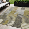 5 X 8 Brown Gold And Taupe Striped Washable Indoor Outdoor Area Rug