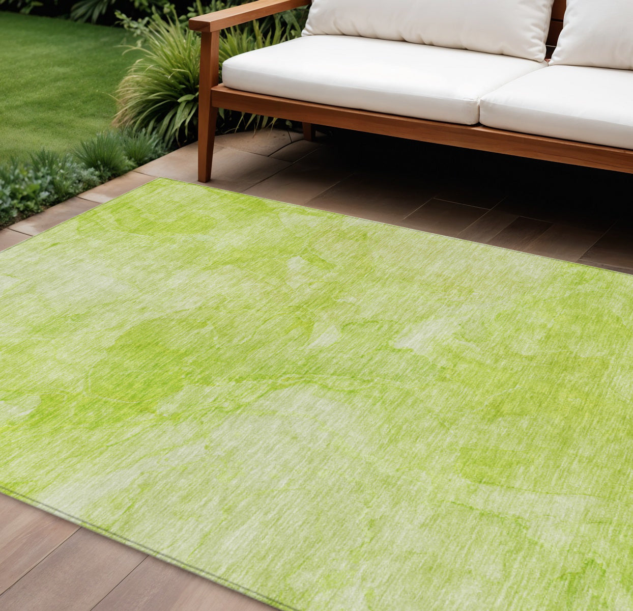 10 X 14 Artichoke Green And Lime Green Nautical Washable Indoor Outdoor Area Rug