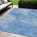 5 X 8 Denim Blue And Sky Blue Nautical Washable Indoor Outdoor Area Rug