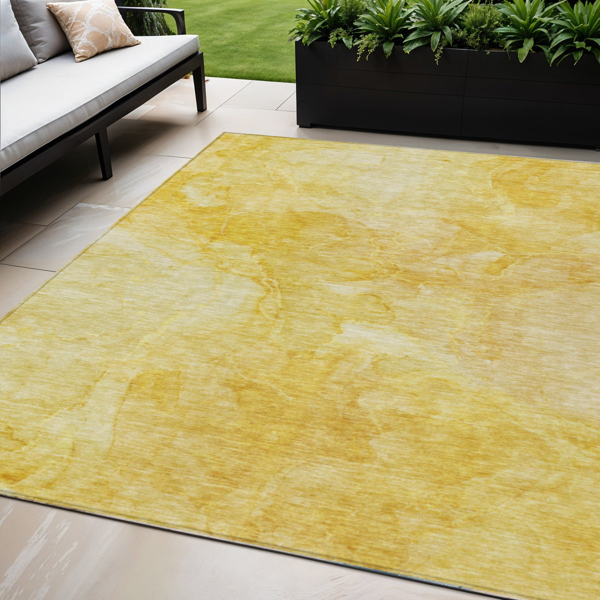 5 X 8 Gold And Yellow Nautical Washable Indoor Outdoor Area Rug