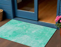 3 X 5 Teal Blue And Aqua Nautical Washable Indoor Outdoor Area Rug