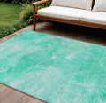 9 X 12 Teal Blue And Aqua Nautical Washable Indoor Outdoor Area Rug