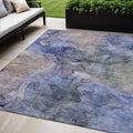5 X 8 Navy Blue And Beige Abstract Washable Indoor Outdoor Area Rug