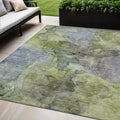 5 X 8 Olive Green And Gray Abstract Washable Indoor Outdoor Area Rug