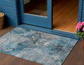 3 X 5 Teal Blue And Navy Blue Abstract Washable Indoor Outdoor Area Rug