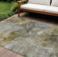 8 X 10 Taupe Brown And Gray Abstract Washable Indoor Outdoor Area Rug
