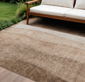 8 X 10 Brown And Beige Ombre Washable Indoor Outdoor Area Rug