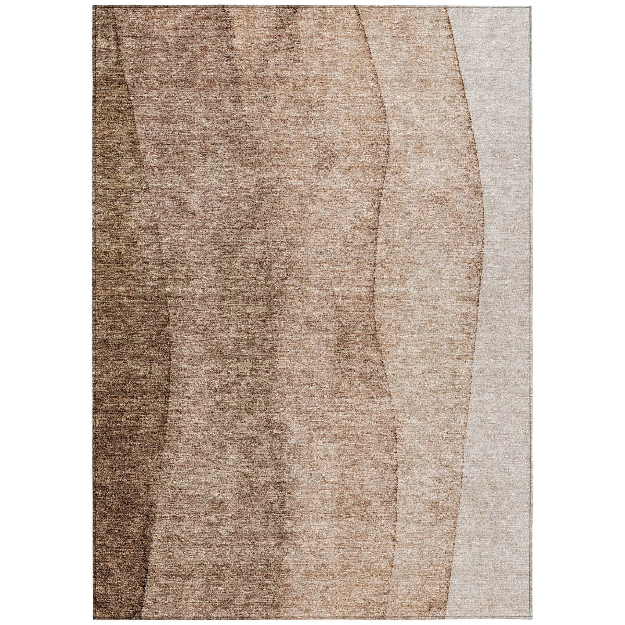 10 X 14 Brown And Beige Ombre Washable Indoor Outdoor Area Rug