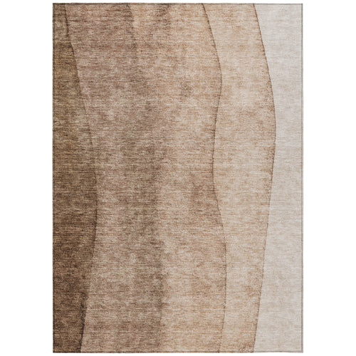 10 X 14 Brown And Beige Ombre Washable Indoor Outdoor Area Rug