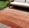 9 X 12 Red Copper And Terra Cotta Ombre Washable Indoor Outdoor Area Rug