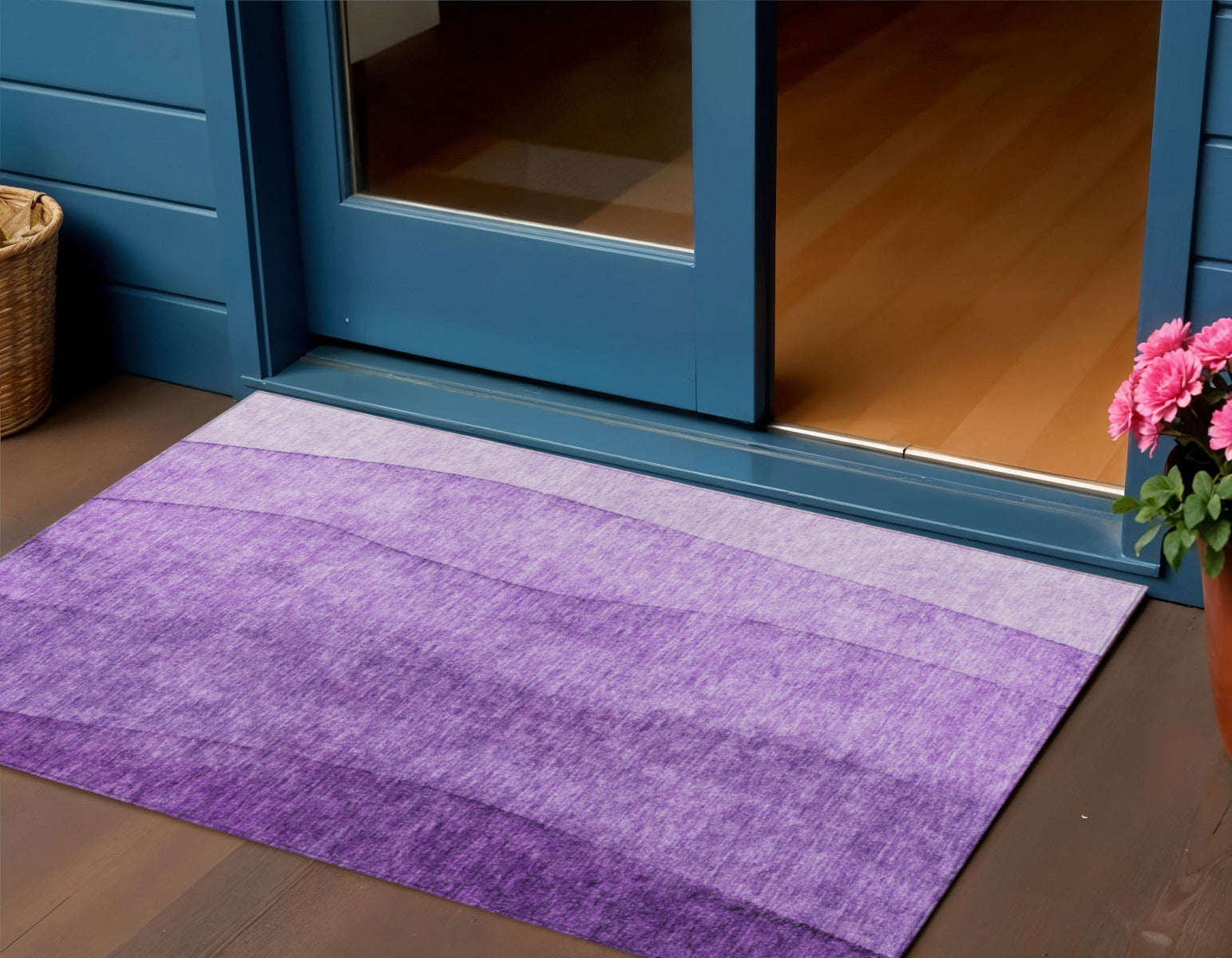 3 X 5 Purple And Lavender Ombre Washable Indoor Outdoor Area Rug