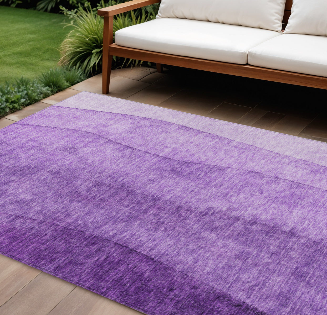 8 X 10 Purple And Lavender Ombre Washable Indoor Outdoor Area Rug
