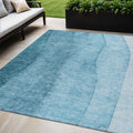 5 X 8 Teal Blue Aqua And Blue Ombre Washable Indoor Outdoor Area Rug