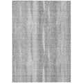 5 X 8 Silver Gray And Graphite Botanical Leaves Washable Indoor Outdoor Area Rug