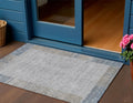3 X 5 Taupe Beige And Blue Geometric Washable Indoor Outdoor Area Rug