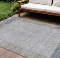 10 X 14 Taupe Beige And Blue Geometric Washable Indoor Outdoor Area Rug