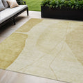 5 X 8 Gold Wheat And Beige Abstract Washable Indoor Outdoor Area Rug