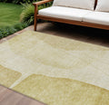 10 X 14 Gold Wheat And Beige Abstract Washable Indoor Outdoor Area Rug