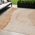 5 X 8 Terra Cotta Orange And Copper Abstract Washable Indoor Outdoor Area Rug