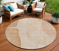 8 Terra Cotta Orange And Copper Round Abstract Washable Indoor Outdoor Area Rug