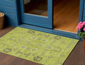 3 X 5 Artichoke Green And Fern Green Oriental Washable Indoor Outdoor Area Rug