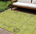8 X 10 Artichoke Green And Fern Green Oriental Washable Indoor Outdoor Area Rug