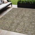 5 X 8 Brown Gray And Charcoal Oriental Washable Indoor Outdoor Area Rug