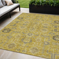 5 X 8 Gold Wheat And Gray Oriental Washable Indoor Outdoor Area Rug