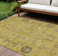 8 X 10 Gold Wheat And Gray Oriental Washable Indoor Outdoor Area Rug