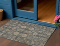 3 X 5 Gray Silver And Beige Oriental Washable Indoor Outdoor Area Rug
