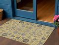 3 X 5 Yellow Gray And Charcoal Oriental Washable Indoor Outdoor Area Rug
