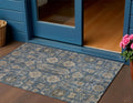 3 X 5 Navy Blue Beige And Taupe Oriental Washable Indoor Outdoor Area Rug