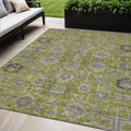 5 X 8 Olive Green Gray And Charcoal Oriental Washable Indoor Outdoor Area Rug