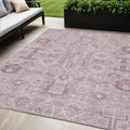 5 X 8 Pink Mauve And Blush Oriental Washable Indoor Outdoor Area Rug