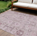 9 X 12 Pink Mauve And Blush Oriental Washable Indoor Outdoor Area Rug