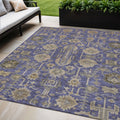 5 X 8 Purple Beige And Taupe Oriental Washable Indoor Outdoor Area Rug