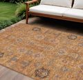 9 X 12 Terra Cotta Beige And Gray Oriental Washable Indoor Outdoor Area Rug
